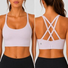 Lululemon Fine Form Sports Bra Pink Cross Back High Support 36C