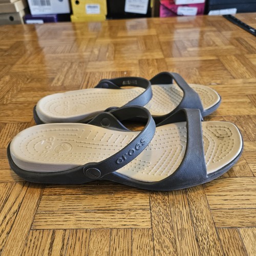 Crocs Cleo Slides Sandals Slip On Shoes Casual Blue Size 11 Women's 2 Strap - Picture 2 of 8