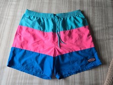 EUC Vineyard Vines Men  s Swim Trunks XL Pink Blue Green Block Stripe Lined