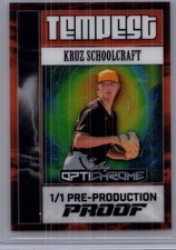 Kruz Schoolcraft 2025 Leaf Optichrome Baseball 1/1 Pre Production Proof