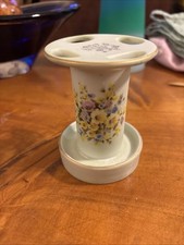Vintage Lefton Hand Painted Toothbrush Holder blue Flowers 270