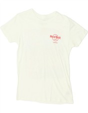 HARD ROCK CAFE Mens Florence Graphic T-Shirt Top XS Off White Cotton AZ04