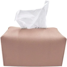 Carrotez Tissue Box Cover, Refined Modern PU Leather Rectangular Tissue Box H...