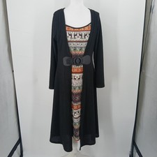Midi Sweater Dress Womens L Black Knit Casual Cozy Teacher Aesthetic 