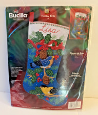 2003 Plaid Bucilla "Holiday Birds" 18" Felt Stocking Kit 84957 New Sealed 