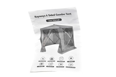 Raynesys Pop Up Tent Gray 6 Person 6-Sided Gazebo Portable Mesh Waterproof