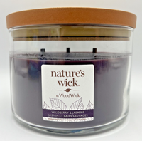 Woodwick Nature's Wick Wildberry & Jasmine Duftkerze 433G 3 Holzdochte Groß Neu