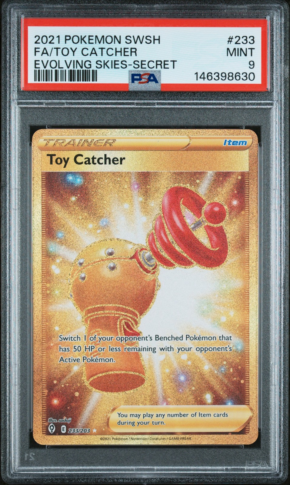 2021 POKEMON SWORD & SHIELD EVOLVING SKIES SECRET FULL ART/TOY CATCHER PSA 9