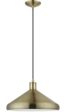 Livex Lighting, 40953-01, Geneva, Cone Pendant, Antique Brass