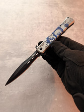 8.65" Spring Assisted Folding Pocket Knife, Black Oxidized