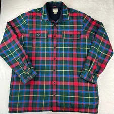 L.L. Bean Fleece Lined Plaid button-down shirt men's size XLT Traditional Fit 