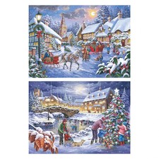 Christmas is Coming Set of 2 500 Big Piece Jigsaw Puzzles HOP New