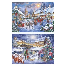 Christmas is Coming Set of 2 500 Big Piece Jigsaw Puzzles HOP New