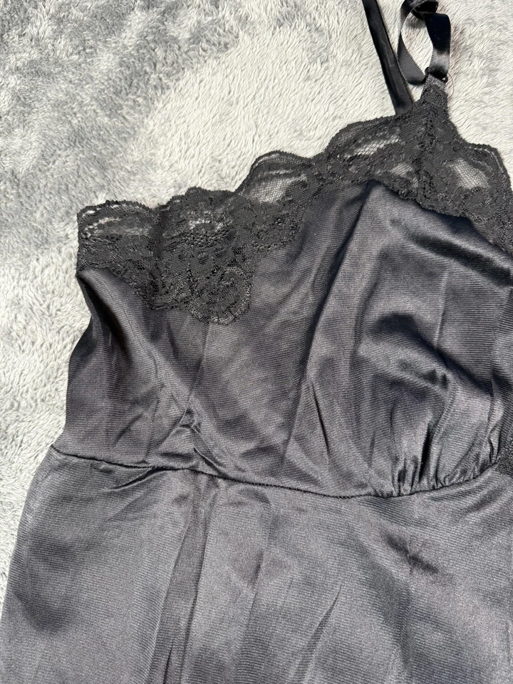 Lane Bryant Intimates Lingerie Slip Nightgown Womens Large Black Satin Lace Trim - Image 4 of 4