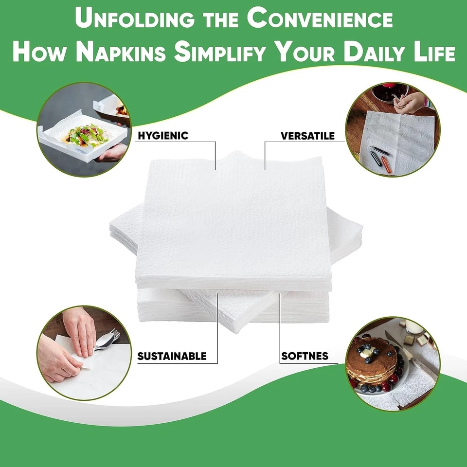 500 servilletas de almuerzo de papel blanco de 1 capa, 12x12 pulgadas, desechables, paquete a granel Foto 4 de 4