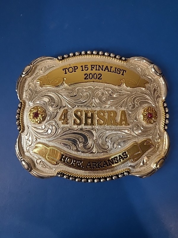 2002 Southern High School Rodeo Association  Hope Arkansas Belt Buckle