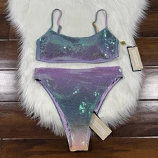 Gianni Bini Dannijo Sz Small Sequin Frankie Top Frida Bikini Bottom Swimsuit Set