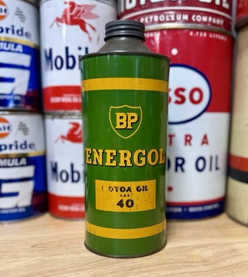 Rare Vintage BP Energol Motor Oil Can Cone Top Quart Empty
