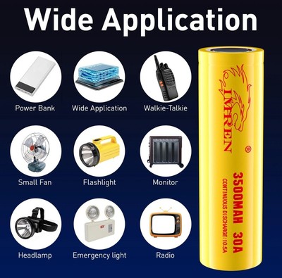 Flat Top IMREN 3500mAh 30A 18650 Batteries 3.7V Lithium Ion for Camera,Toys etc