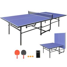 9*4ft Table Tennis Table,Foldable&Portable Ping Pong Table Set,2 Paddles,3 Balls