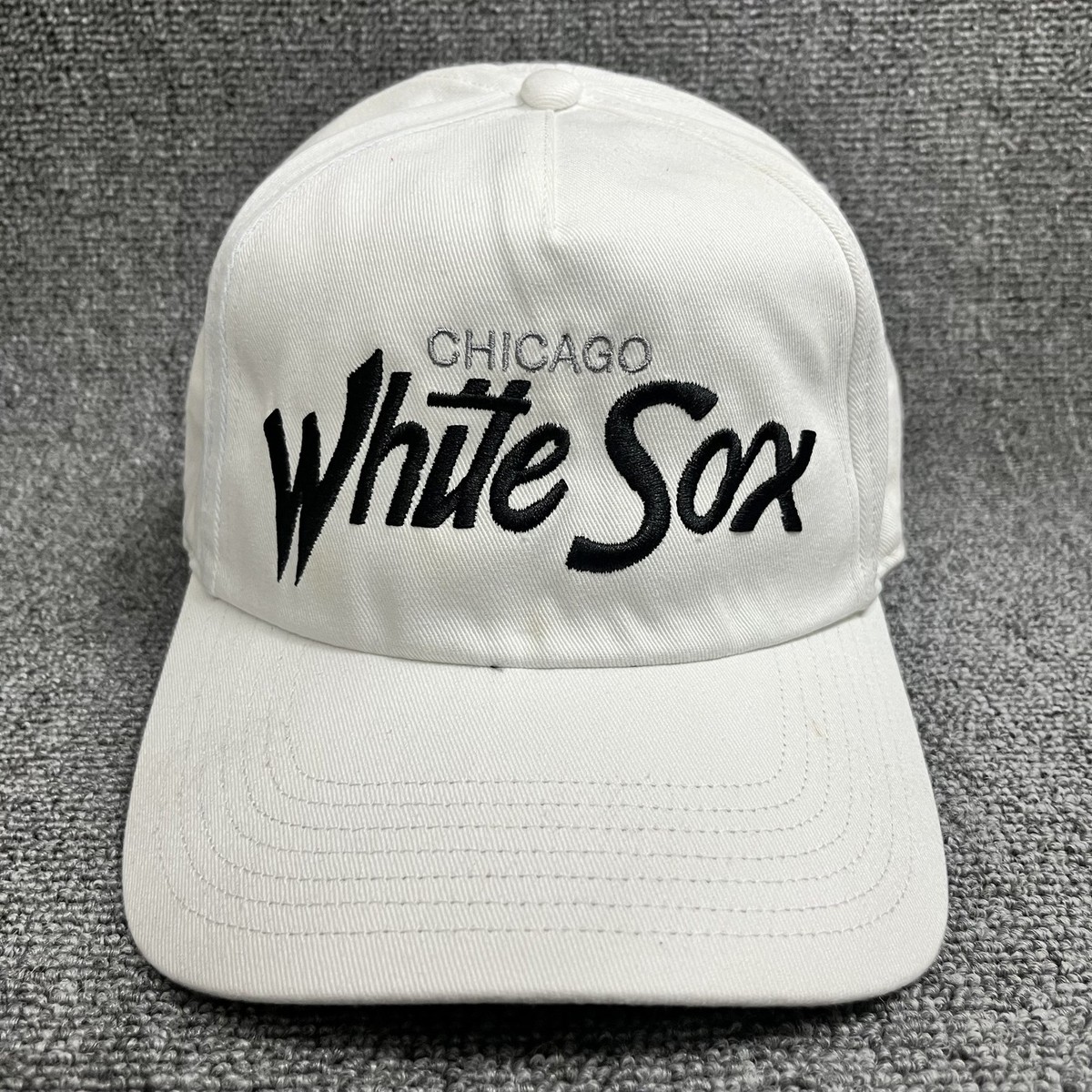 '47 Brand Chicago White Sox Snapback Hat White Black Script Green Underbrim OSFA