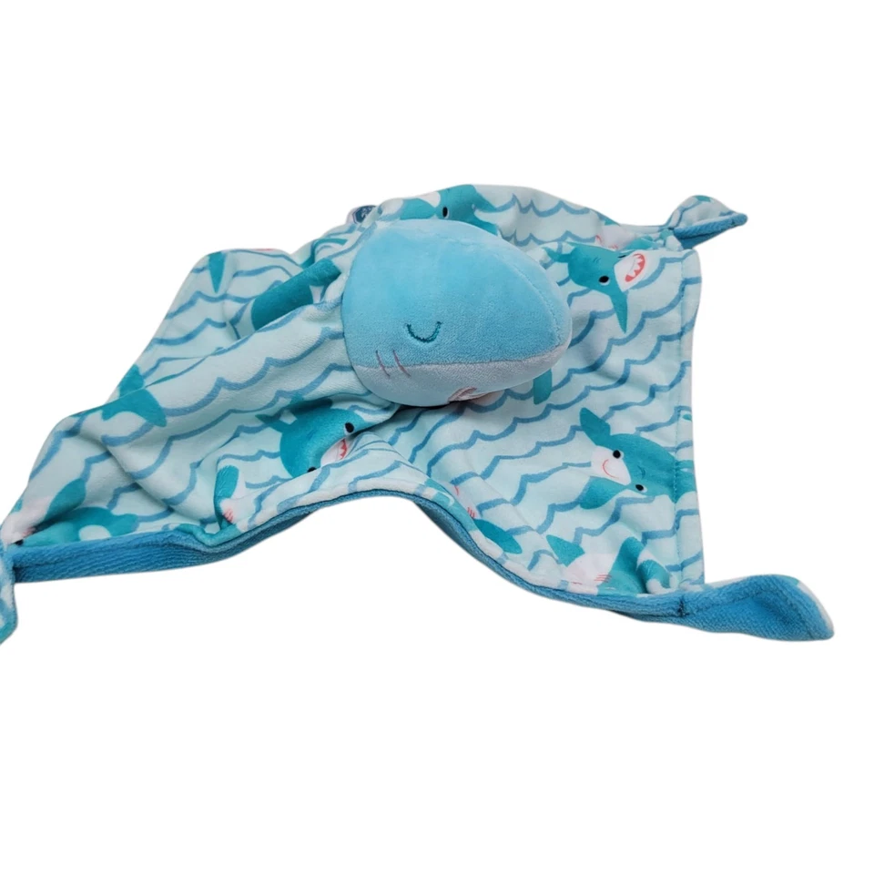Mary Meyer Baby Shark All Over Print Lovey Security Blanket Nunu Blue Comfort - Image 2 of 4