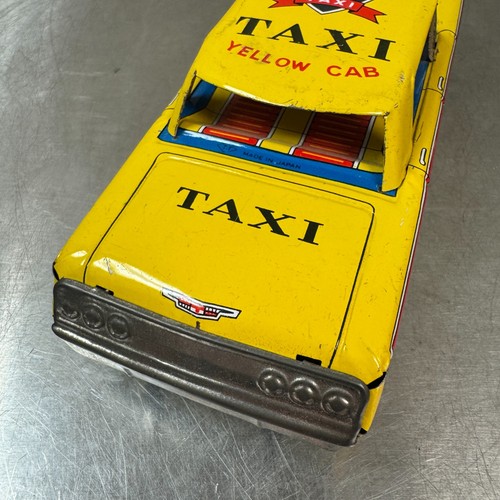 Vtg c.1950s YELLOW CAB Taxi Tin Toy - Made in Japan - 7.25" - Picture 7 of 9