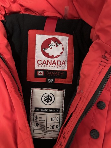 Canada Weather Gear Coat Youth L 14-16 Red Hooded Insulated Parka Snow Ski - Picture 2 of 4