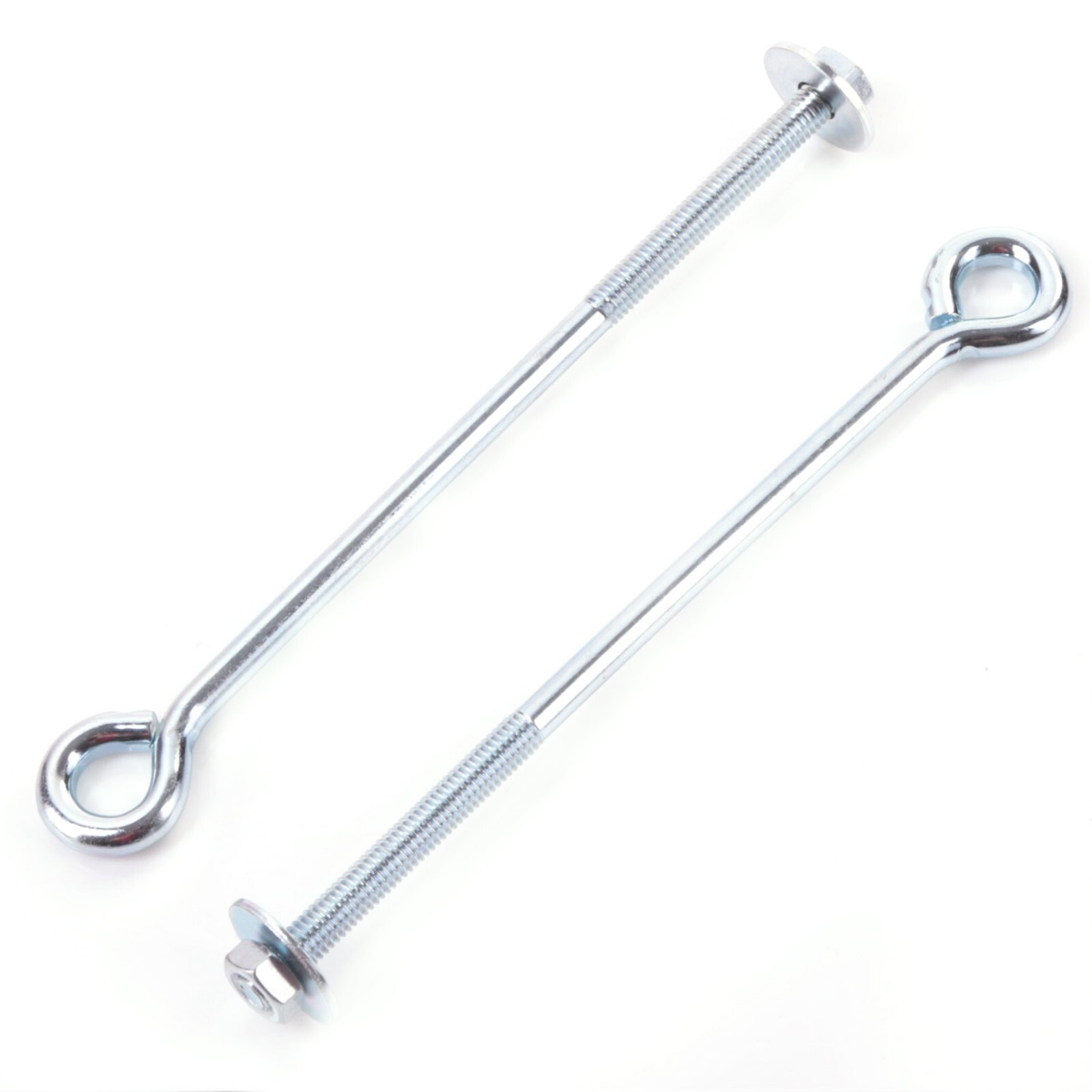 M6 FOLDED STRAINING EYE BOLTS 100mm OR 150mm Inc. Nuts & Washers