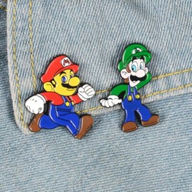 Metal Enamel Super Mario Pin luigi mushroom nintendo nes classic lapel baseball