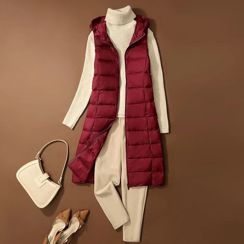 Winter Women Down Vest Jacket Sleeveless Hooded New Coat Long Waistcoat Gilet - Picture 13 of 21