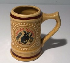 Vintage Mini Mug Travel Souvenir Wonderful Wyoming Let' Em Buck Cowboy on Horse