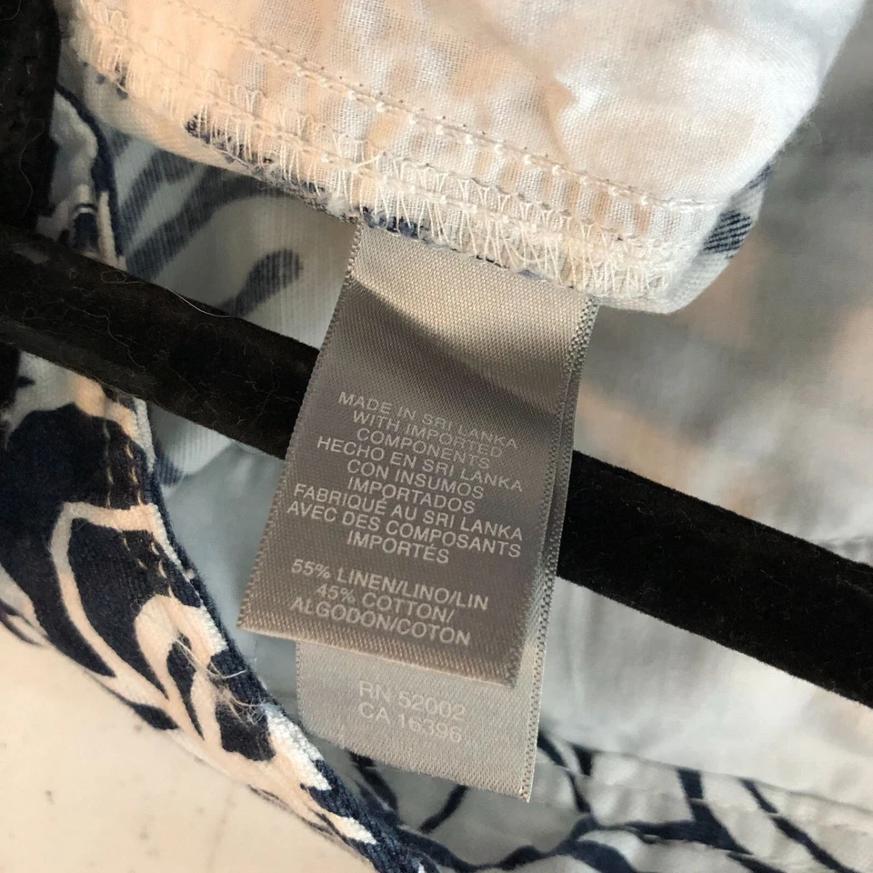 Pantalones Cortos Liz Claiborne Mujer Estampado Floral Sloane Lino Mezcla Algodón Azul Marino 18W Foto 4 de 4