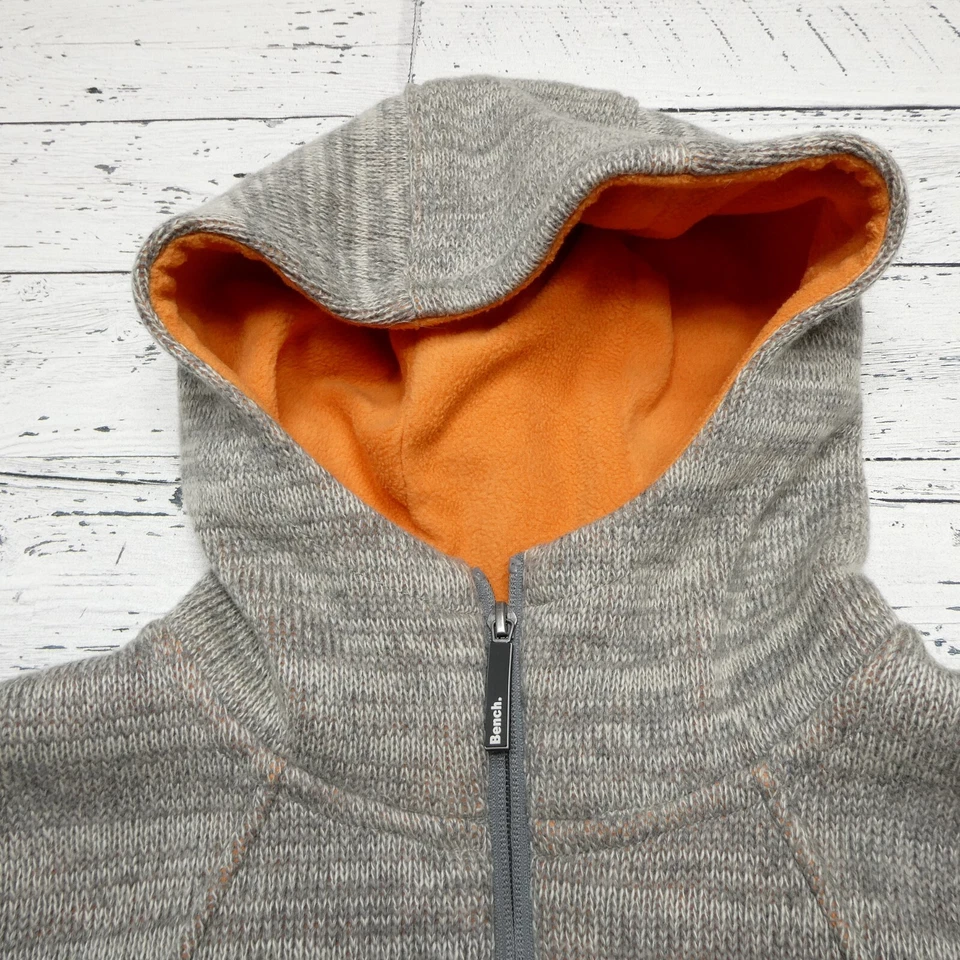 Sudadera con capucha Bench mezcla de lana para mujer gris medio naranja forrada de lana cremallera completa con capucha Foto 3 de 4
