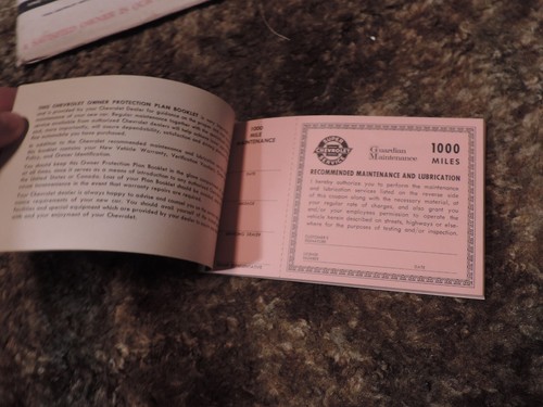 1962 Chevy Owners Guide (1st ed),Protection plan (2nd ed) & paper holder - Picture 10 of 14