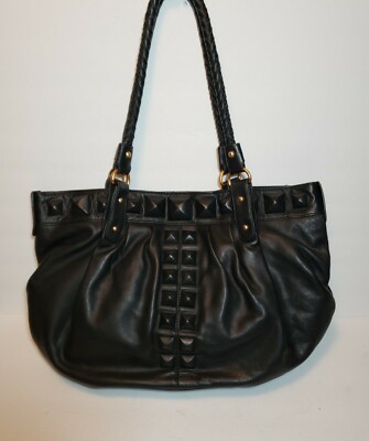 LIMITED EDITION  ISABELLA FIORE XLARGE 3D PYRAMID BEADED APPLIQUE TOTE EXPOC$695