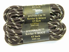 2 Pair Brown w/ Yellow Boot laces Shoestrings Round Heavy Duty made with Kevlar 