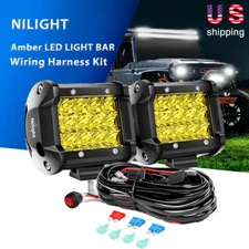 2PCS 4 Inch 36W LED Light Bar Amber Triple Row Spot 3600LM +16AWG Wiring Harness