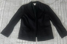 Chico  s Black Travelers Jacket Size2 Stretch 1 Hook Blazer Lined Shoulder Pads