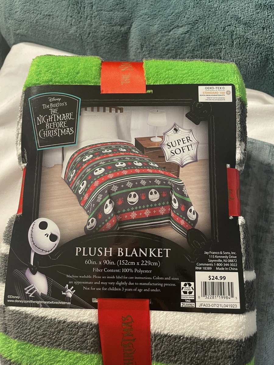 Disney Nightmare Before Christmas Holiday Plush Blanket 60 x90 Jack Skellington
