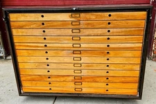 RARE 1940s? WOOD & STEEL 56"x40"x40" 12 DRAWER MAP FILE