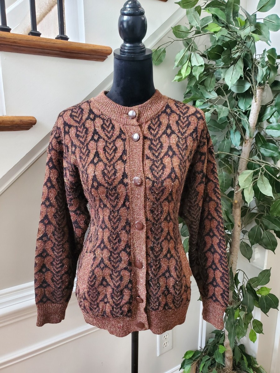 Vintage New Wang Kong & Co. Brown Acrylic Long Sleeve Knit
