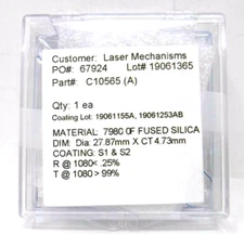 Laser Mechanisms 7980 Fused Silica Optical Lens 27.87mm X 4.73mm *NEW SEALED*