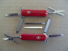 2x Victorinox Classic not SD Swiss Army Pocket Knife; Red w/ Logos; Very Good