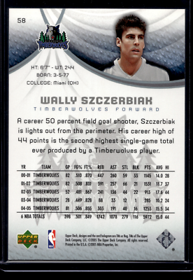 Wally Szczerbiak 50/50 NBA SP Game Used 2005-06 Card #58 Minnesota 
