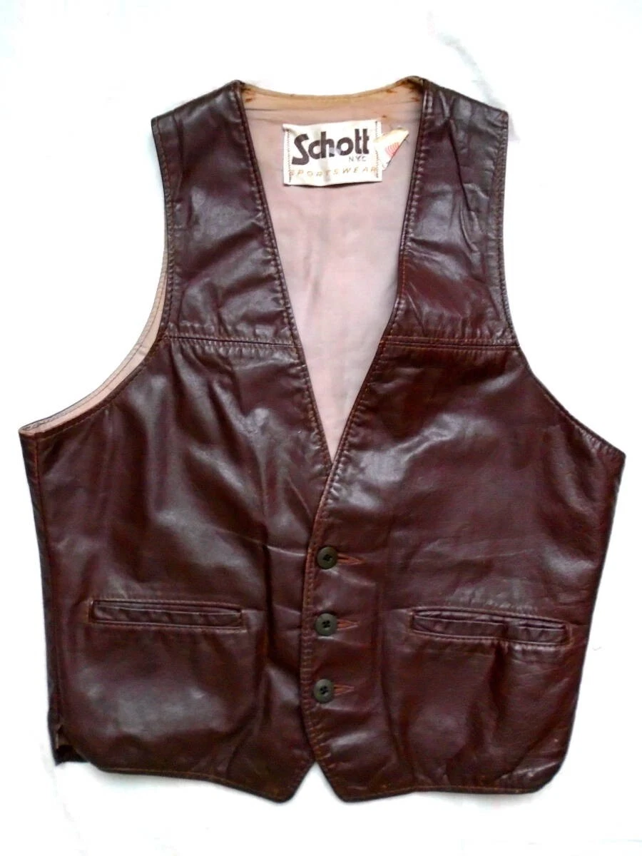 SCHOTT Vest Coats, Jackets & Vests Leather Outer Shell for Men for