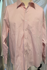 Club Room Shirt Mens Pink Sz 18 34/35 Button Pin Point Reg Fit 100 Cotton