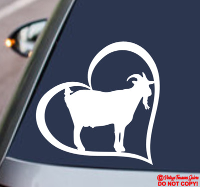 GOAT HEART Vinyl Decal Sticker Car Window Wall Bumper FARM LOVE ANIMAL BILLY