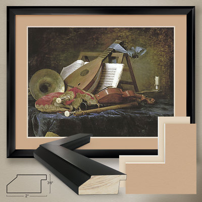 40W''x32H'' ATTRIBUTES MUSIC by ANNE VALLAYER-COSTER DOUBLE MATTE, GLASS and FRAME