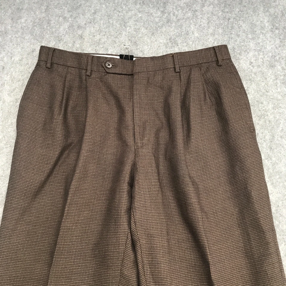 Pantalones Nautica Para Hombre Talla 36 x 30 Marrón Negro Estampado Puños Dobladillo Pantalones Botón Pestaña Foto 3 de 4